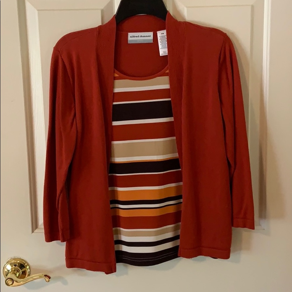 Rust colored sweater with attached shirt